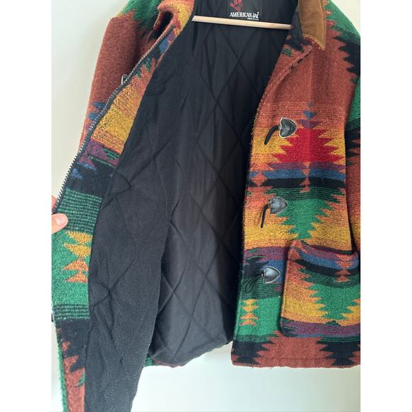 Vintage American Jac Southwestern Aztec Print Duffle Coat - XL - Picture 5 of 11
